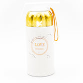 Seramik Yazılı Yuvarlak Gold Kapaklı Termos Bardak